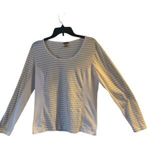 Pre Owned Women’s Eddie Bauer Long Sleeve Stripped Shirt Sz Lg Fashion Comfort